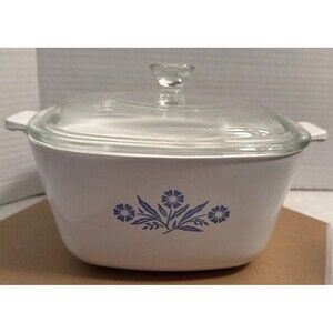 Corning Ware Cornflower Blue 1 3/4 Quart Baking Dish A-1 3/4-B Pyrex P-7-C w/Lid